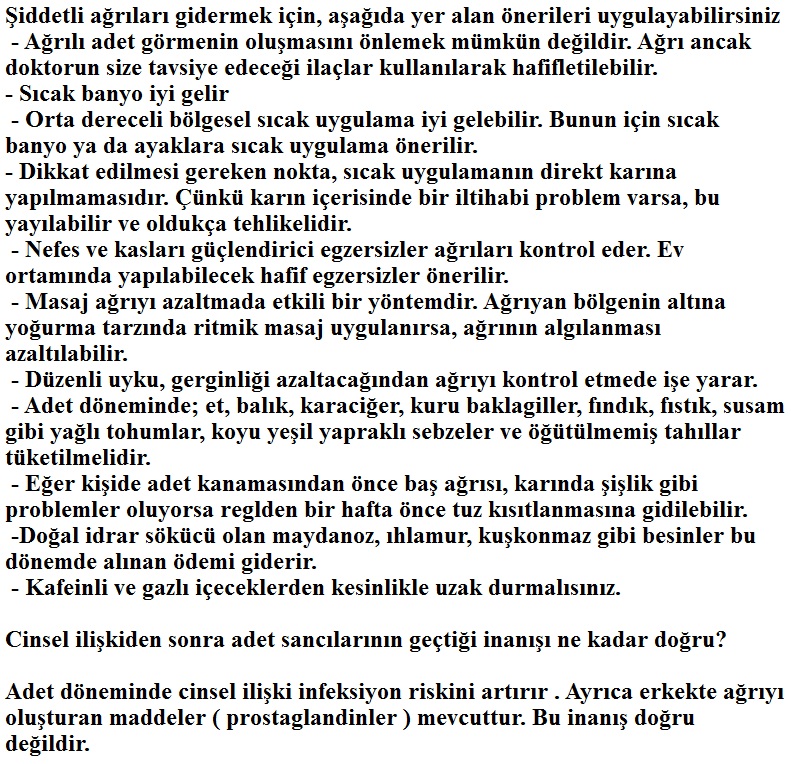 Adet Sancılarına Karşı Öneriler